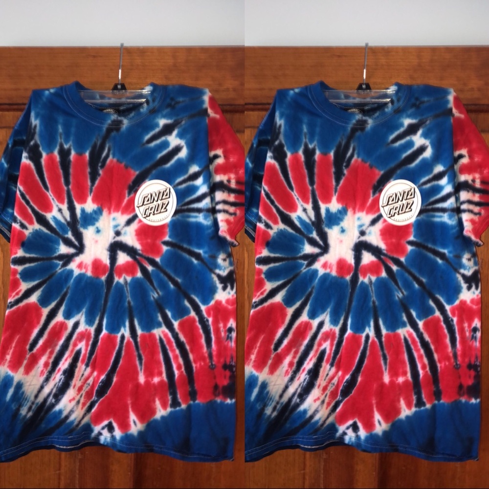 UNISEX RED/BLUE TIE DYE SANTA CRUZ T-SHIRT!!!